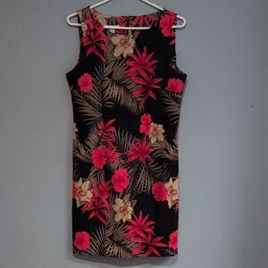 Dressbarn Floral Sleeveless Dress - Black and Red Size 10